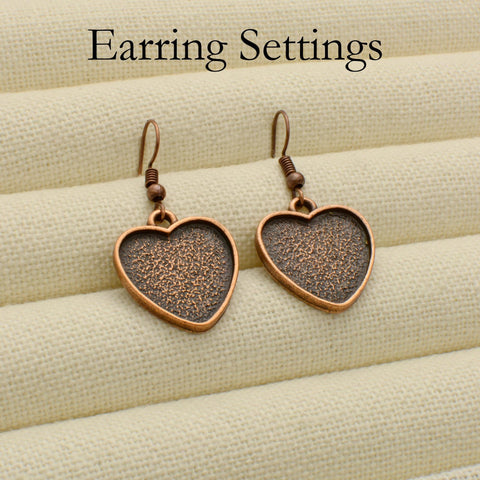 20 pcs - Heart Earrings, Heart Bezel Earring, Hearts Earring Base, Blank Earring Setting for Cabochon or Resin, DIY Earring Gift for her