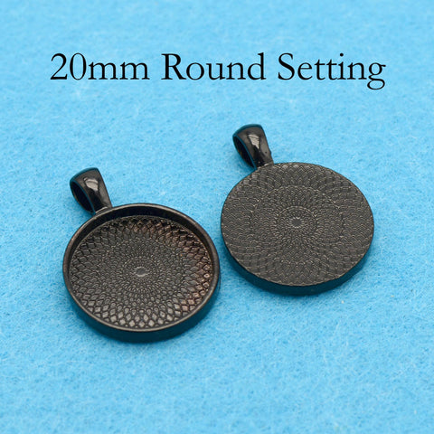 20mm Pendant Pendant Tray, 20mm Round Bezel Pendant Setting,  20mm Cabochon Setting, 20mm Round Pendant Blanks Silver Bronze Copper Gold