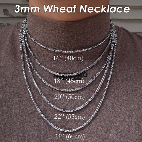 Stainless Steel Necklace Gold Wheat Chain, Tarnish Free Silver Wheat Necklace Wholesale, Stainless Steel Chain for Jewelry Making