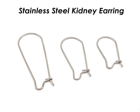 50 PCS - Surgical Stainless Steel Kidney Ear Wires Gold Silver, Kidney Ear Hooks, Bulk Wholesale Earring Findings for Jewelry Making