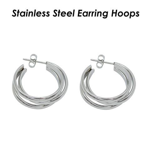 Triple Wire Hoop Earring Stainless Steel Huggie Earring Hoops Gold Silver, Hinged Hoop Earrings for Women, Minimalist Earrings