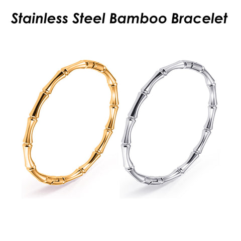 Bamboo Bracelet Stainless Steel Bracelet Bangle, Silver Gold Bracelet for Women, Minimalist Jewelry Supplies