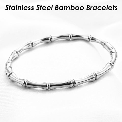 Bamboo Bracelet Stainless Steel Bracelet Bangle, Silver Gold Bracelet for Women, Minimalist Jewelry Supplies