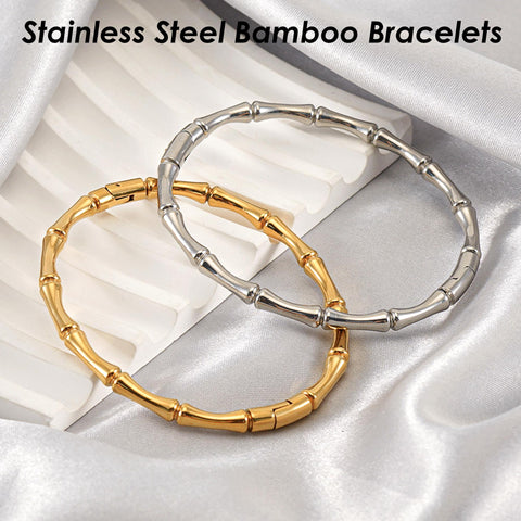 Bamboo Bracelet Stainless Steel Bracelet Bangle, Silver Gold Bracelet for Women, Minimalist Jewelry Supplies