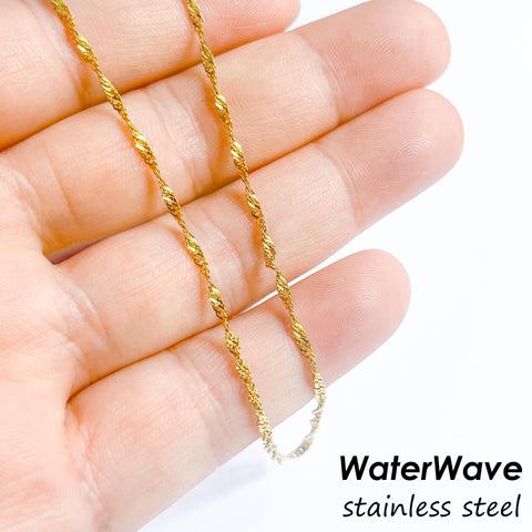 Water Wave Chain Gold Silver, Water Wave Chain for Women Necklace, Dainty Chain Bulk Stainless Steel Chain for Jewelry Making