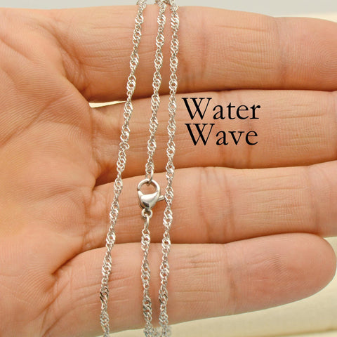 Water Wave Necklace Gold Silver, Waterwave Chain Necklace, WaterWave Chain Sparkle necklace, Dainty Stainless Steel Necklace