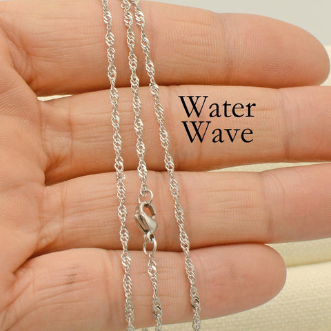 Water Wave Necklace Gold Silver, Waterwave Chain Necklace, WaterWave Chain Sparkle necklace, Dainty Stainless Steel Necklace