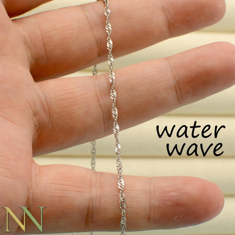 Water Wave Necklace Gold Silver, Waterwave Chain Necklace, WaterWave Chain Sparkle necklace, Dainty Stainless Steel Necklace