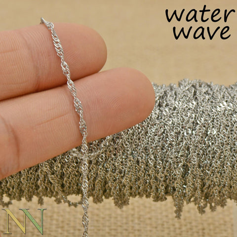 Water Wave Necklace Gold Silver, Waterwave Chain Necklace, WaterWave Chain Sparkle necklace, Dainty Stainless Steel Necklace