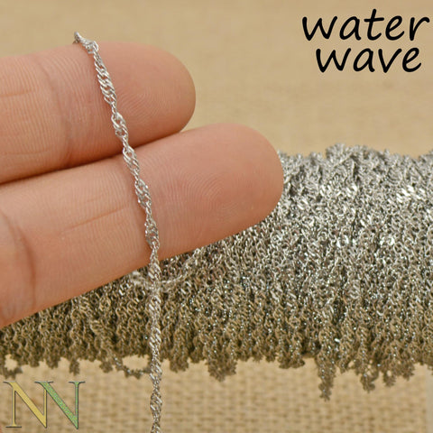 Water Wave Chain Gold Silver, Water Wave Chain for Women Necklace, Dainty Chain Bulk Stainless Steel Chain for Jewelry Making