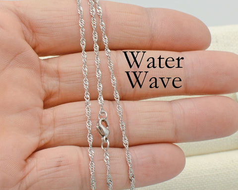 Water Wave Necklace Gold Silver, Waterwave Chain Necklace, WaterWave Chain Sparkle necklace, Dainty Stainless Steel Necklace