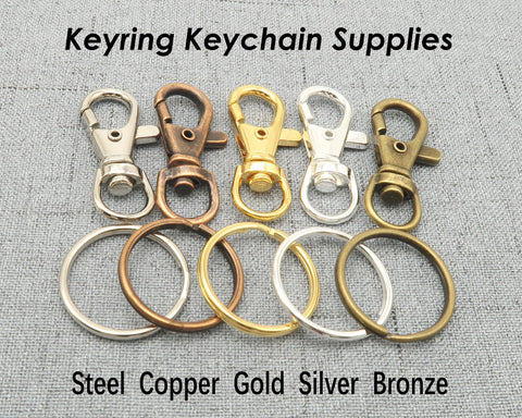 10 x Keychain Supplies Bulk, Swivel Clip Key Clasp, Swivel Hook Snap Fob for Key Chain Making for Men Women - Silver Bronze Copper Gold