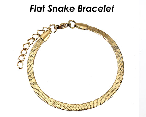 Herringbone Bracelet Gold Silver, Wholesale Stainless Steel Snake Bracelet for Women Men, Flat Snake Chain for Jewelry Making