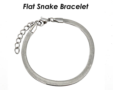 Herringbone Bracelet Gold Silver, Wholesale Stainless Steel Snake Bracelet for Women Men, Flat Snake Chain for Jewelry Making