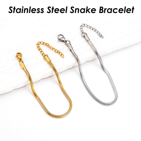 Snake Chain Gold Silver Stainless Steel Bracelet,Snake Chain Bracelet for Women Men, Tarnish Free Snake Bracelet Stackable