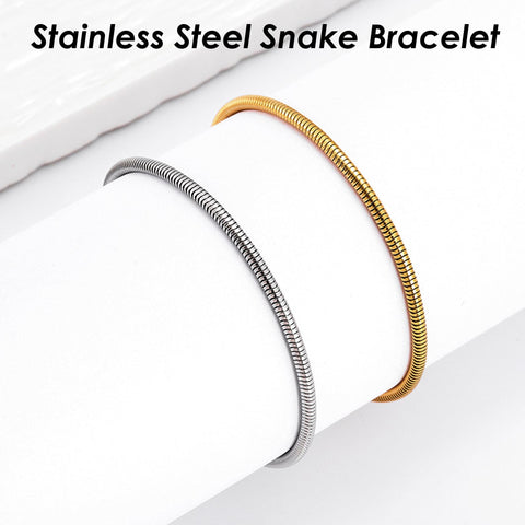 Snake Chain Gold Silver Stainless Steel Bracelet,Snake Chain Bracelet for Women Men, Tarnish Free Snake Bracelet Stackable