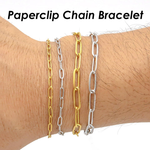 Stainless Steel Paperclip Bracelet Gold Silver, Stackable Bracelet, Paper Clip Bracelet, Stainless Steel Bracelet for Women or Men