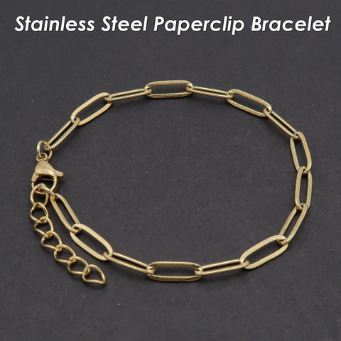 Stainless Steel Paperclip Bracelet Gold Silver, Stackable Bracelet, Paper Clip Bracelet, Stainless Steel Bracelet for Women or Men