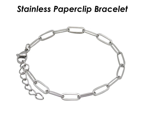 Stainless Steel Paperclip Bracelet Gold Silver, Stackable Bracelet, Paper Clip Bracelet, Stainless Steel Bracelet for Women or Men