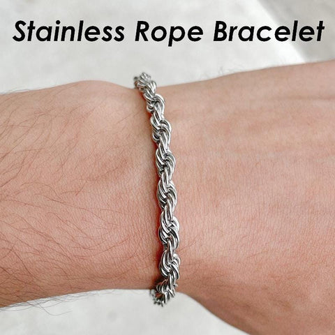 5mm Rope Bracelet Stainless Steel Rope Bracelet Gold Silver, Rope Chain Bracelet for Men Woemn, Stackable Bracelet, Gift for Him or Her