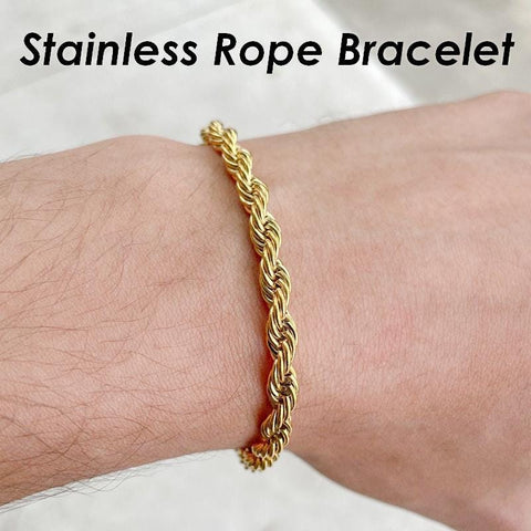 5mm Rope Bracelet Stainless Steel Rope Bracelet Gold Silver, Rope Chain Bracelet for Men Woemn, Stackable Bracelet, Gift for Him or Her