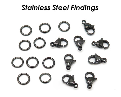 Stainless Steel Jump Rings Black Gold Silver, Stainless Steel Lobster Clasps, Jewelry Findings Jewelry Supplies for Jewelry Making