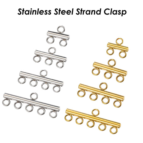 Stainless Steel Multi Strand Clasps Gold Silver, Multi Strand Ends, Multi Link Necklace Connector Clasp, Necklace Findings, Jewelry Supplies