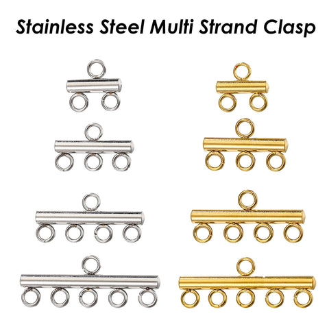 Stainless Steel Multi Strand Clasps Gold Silver, Multi Strand Ends, Multi Link Necklace Connector Clasp, Necklace Findings, Jewelry Supplies