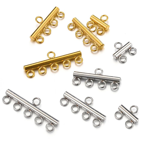 Stainless Steel Multi Strand Clasps Gold Silver, Multi Strand Ends, Multi Link Necklace Connector Clasp, Necklace Findings, Jewelry Supplies