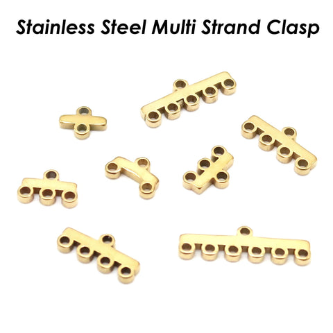 Mini Multi Strand Clasps Stainless Steel, Multi Strand Ends Gold Silver, Multi Link Necklace Connectors, Jewelry findings, Jewelry Supplies
