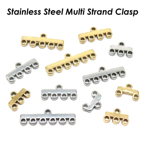 Mini Multi Strand Clasps Stainless Steel, Multi Strand Ends Gold Silver, Multi Link Necklace Connectors, Jewelry findings, Jewelry Supplies