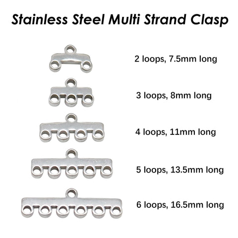 Mini Multi Strand Clasps Stainless Steel, Multi Strand Ends Gold Silver, Multi Link Necklace Connectors, Jewelry findings, Jewelry Supplies