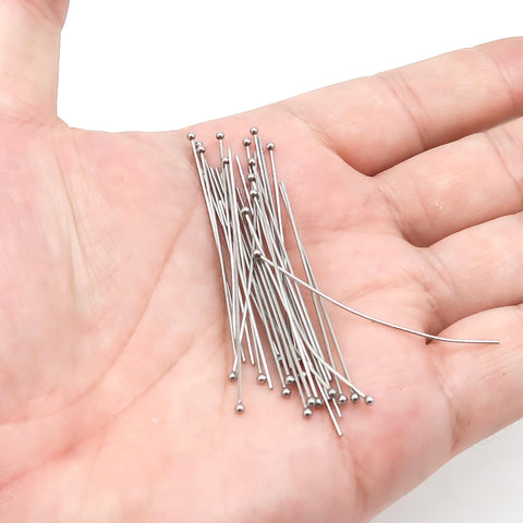 100 - 20/30/40/50mm Ball Headpins Stainless Steel Ball Headpins 21 gauge 24 Gauge for Jewelry Making, Head Pins Wholesale Beading Supplies