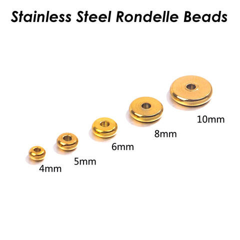 50 x Stainless Steel Spacer Beads Gold Silver, Round Rondelle Beads, Disc Beads Flat Spacer Beads for Jewelry Making