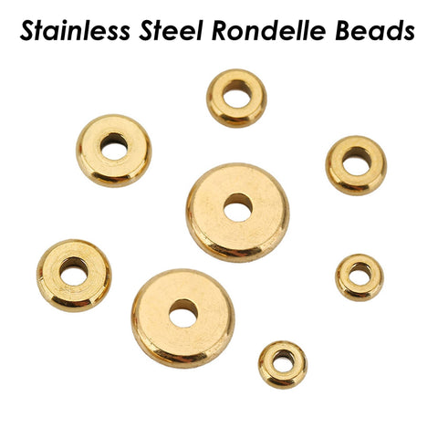 50 x Stainless Steel Spacer Beads Gold Silver, Round Rondelle Beads, Disc Beads Flat Spacer Beads for Jewelry Making