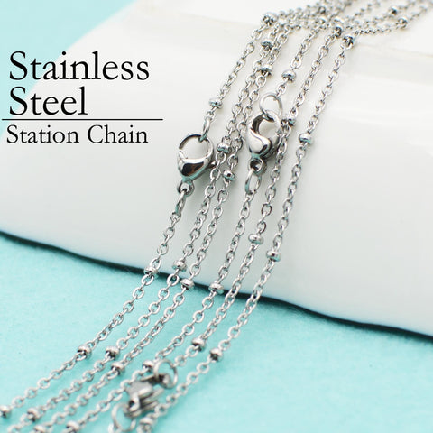 Satellite Necklace Gold & Silver Tonefor Women, Tarnish Resistant Stainless Steel Bead Station Chain for Jewelry Making