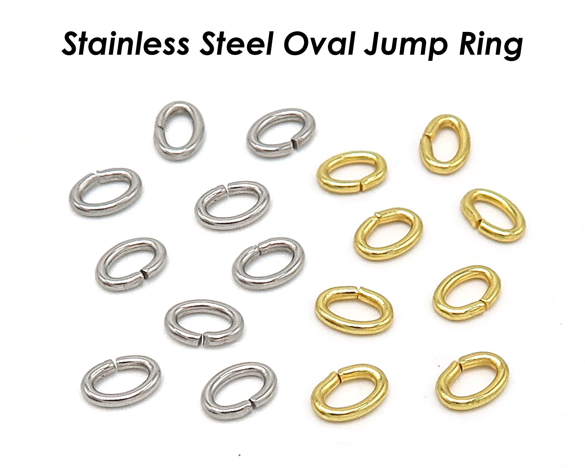 100 Pieces Oval Jump Rings Gold Silver, Stainless Steel Jump Rings Ova ...