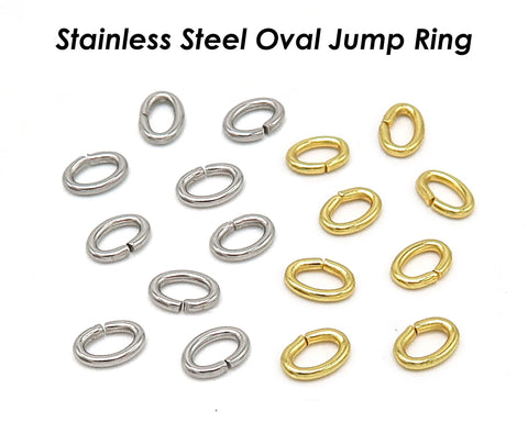 100 Pieces Oval Jump Rings Gold Silver, Stainless Steel Jump Rings Oval & Round, Bulk Wholesale Jewelry Findings for Jewelry Making