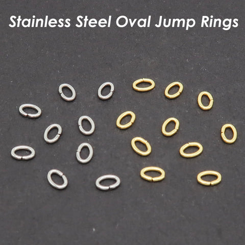 100 Pieces Oval Jump Rings Gold Silver, Stainless Steel Jump Rings Oval & Round, Bulk Wholesale Jewelry Findings for Jewelry Making