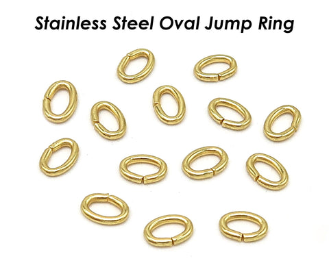 100 Pieces Oval Jump Rings Gold Silver, Stainless Steel Jump Rings Oval & Round, Bulk Wholesale Jewelry Findings for Jewelry Making