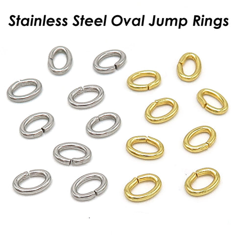 100 Pieces Oval Jump Rings Gold Silver, Stainless Steel Jump Rings Oval & Round, Bulk Wholesale Jewelry Findings for Jewelry Making