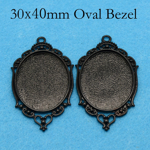 30x40mm Pendant Setting, 30x40mm Cabochon Setting, Bezel Pendant Tray, 30x40mm Oval Pendant Blanks for Cabochon or Resin