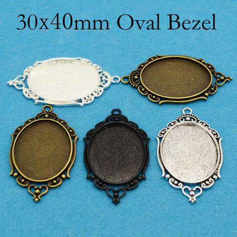 30x40mm Pendant Setting, 30x40mm Cabochon Setting, Bezel Pendant Tray, 30x40mm Oval Pendant Blanks for Cabochon or Resin