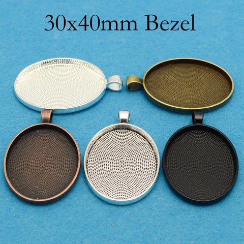 30x40mm Pendant Tray, 30x40mm Cabochon Setting, Bezel Pendant Blank, 30x40mm Oval Pendant Blanks for Cabochon or Resin