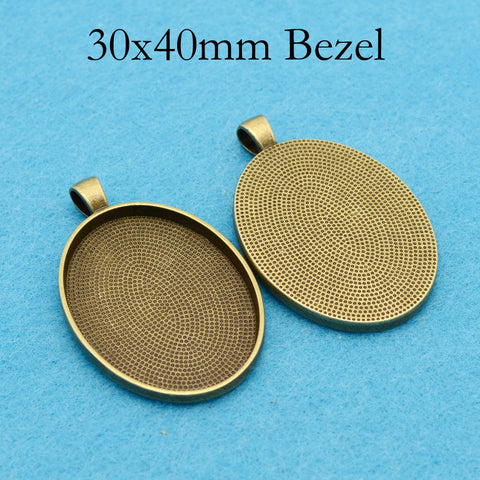 30x40mm Pendant Tray, 30x40mm Cabochon Setting, Bezel Pendant Blank, 30x40mm Oval Pendant Blanks for Cabochon or Resin