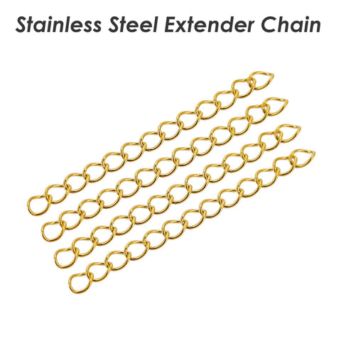 Stainless Steel Chain Extender Gold Silver, 2 Inch Extender Chain for Necklace or Bracelet Jewelry Making, Tail Chain Extension with Charms