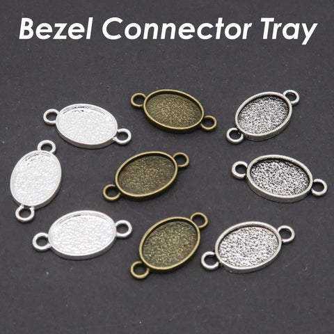 Round Bezel Connector, Double Loop Pendant Tray Blanks, Connector Tray, Connector Bezel Blank for Jewelry Making