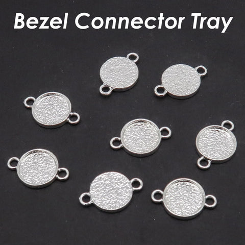 Round Bezel Connector, Double Loop Pendant Tray Blanks, Connector Tray, Connector Bezel Blank for Jewelry Making