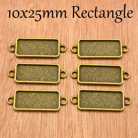 12mm Diamond Bezel Connector, Double Loop Pendant Tray Blanks, Connector Tray, Connector Bezel Blank for Jewelry Making