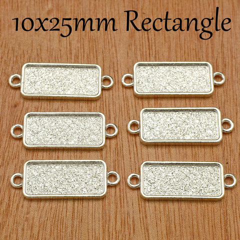 12mm Diamond Bezel Connector, Double Loop Pendant Tray Blanks, Connector Tray, Connector Bezel Blank for Jewelry Making